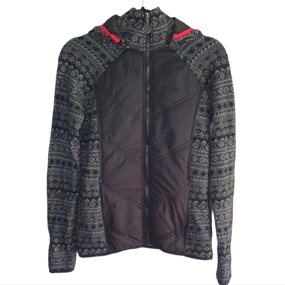 SKYR Wool Blend mid-weight hooded Jacket‎ zip off hood Women's Size S Layering